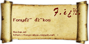 Fonyó Ákos névjegykártya